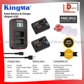 KingMa KM FW50 Paket Baterai + Charger Set for Sony NP FW50 - Alpha A7 A7R A5100 A6000 A6400 NEX