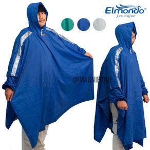 jas hujan elmondo original mantel hujan ponco lengan personal jas ujan - biru