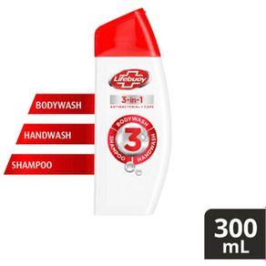 Lifebuoy 3 in 1 AntiBacterial + Care 3 Manfaat Shampo Body Wash Handwash 300mL