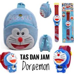 Tas Anak + Jam Tangan Anak Karakter Doraemon [Set Bundle]