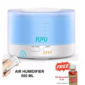 Humidifier Diffuser Aromatherapy Pelembab Udara Ruangan & Lampu Tidur 7 LED dengan Adaptor 500mL
