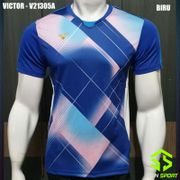 [V21305A Biru Tua] Kaos Badminton Victor Import Premium Baju Bulutangkis Jersey Pakaian Olahraga Sport Pria Laki Laki Cowok Wanita 21305