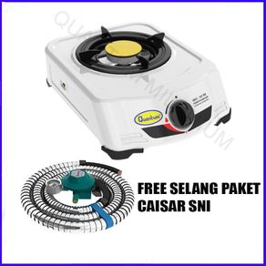 Paket Kompor Gas Quantum 1 Tungku QGC-101RB Bonus Selang Gas 1.8 Meter