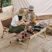 Meja Camping Meja Lipat Sliding Dengan Dua Tempat Kompor Meja Outdoor Portable CAMP FOLDING TABLE