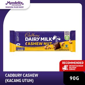 Cadbury Coklat Cashew Whole Nut Regular 90g, coklat dan susu yang lembut dengan potongan kacang