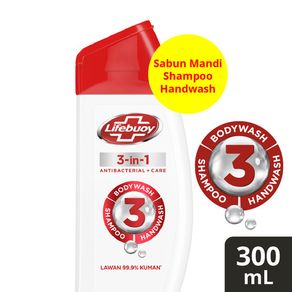 lifebuoy 3-in-1 body wash shampoo handwash botol 300ml