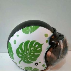 Helm Retro Dewasa Full kulit print motif