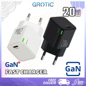 GROTIC Kepala Charger Fast Charging Type C GaN PD 20W