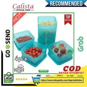 Gratis Ongkir Toples Plastik Tempat Makanan Murah Calista Rose Toples Set 4Pcs A02
