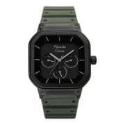 Alexandre Christie Multifunction AC 2811 BF RIPGNBA Ladies Black Dial Green Rubber Strap