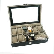 kotak jam tangan isi 12 full motif dan warna | box jam tangan murah | - hitam abu