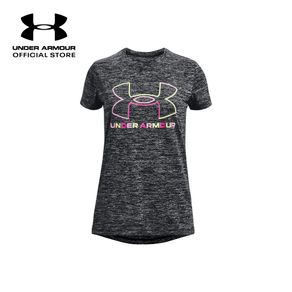 Under Armour Girls Training Tech™ Big Logo Twist Lengan Pendek Anak Perempuan Hitam 1366083-002
