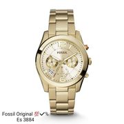 jam tangan wanita merk fossil es 3884 es3884 original baterai gold
