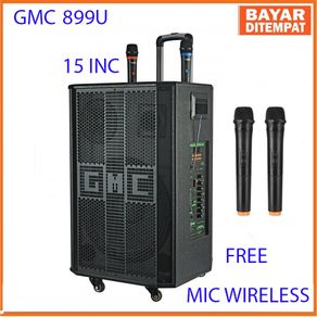 GMC 899U SPEAKER PORTABLE Bluetooth Xbass 3 Way FREE 2PCS Mic  WIRELESS