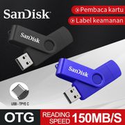 flashdisk 32gb/64gb/128gb ultra dual drive go otg usb type-c - biru 128 gb