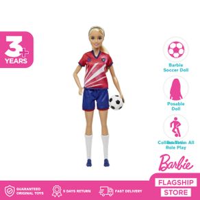Barbie Soccer Doll (Blonde) - Mainan Boneka Anak Perempuan