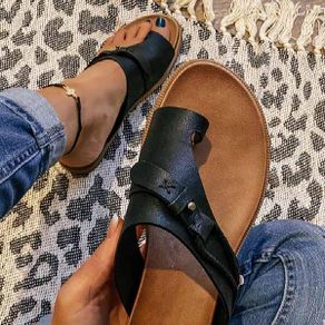Birkenstock Sandal Wanita Kulit PU, Sandal Selop Wanita, Gesper, Sandal Kulit PU Baru Musim Panas