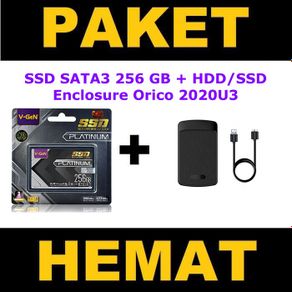 SSD 256GB SATA 3 V-GeN + HDD SSD Enclosure ORICO 2020U3 2.5" Inch Inci
