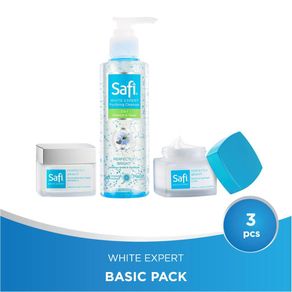 Paket SAFI White Expert (Day Cream 20gr + Night Cream 20gr + Purifying Cleanser 2in1 150  ml) - 3 Pcs