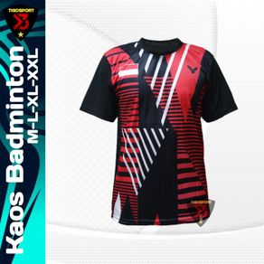 baju badminton victor/baju badminton/kaos badminton/kaos bulutangkis - k.v-aksan/merah xxl