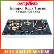 KOMPOR KACA NIKO Reflection Trio Kompor Gas 3 Tungku + Api Bara Tampered Glass - BODY KACA MOTIF