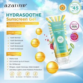azarine hydrashoothe sunscreen gel spf 45 pa++++ 50ml - hydrasoothe