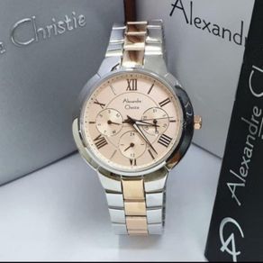 jam tangan wanita alexandre christie 2805 silver rosegold original