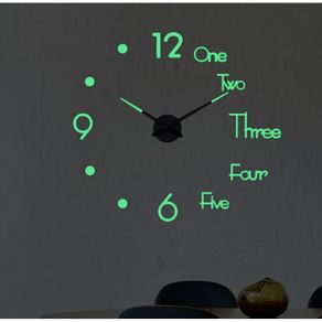 Jam Dinding Besar DIY Giant Wall Clock Quartz Glow in The Dark 80-130cm
