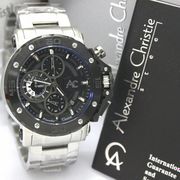 alexandre christie ac9205m d47 jam tangan pria chronograph original - silver hitam