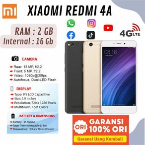 Xiaomi Redmi 4A RAM 2/16 Garansi Distributor 1 TAHUN