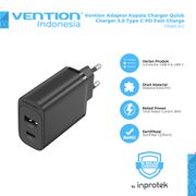 Vention Adaptor Kepala Charger Quick Charger 3.0 Type C PD Fast Charge