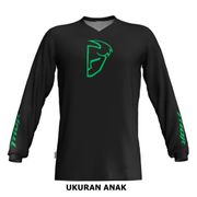 jersey sepeda gowes untuk anak dan trail thor hitam list hijau stabilo - xl