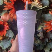 Starbucks Tumbler Icy Ice White Lilac Bling Studded Blink Cup
