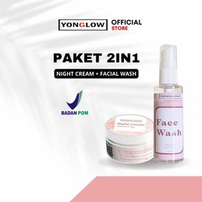 Yonglow Skincare Paket 2in1 Cream Malam Sabun Muka Pembersih Pemutih Kulit Wajah BPOM