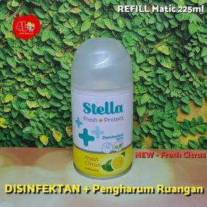 stella matic refill fresh+protect pengharum ruangan disinfectant 225ml - fresh citrus