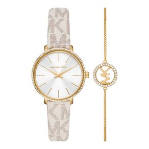 MICHAEL KORS Jam Tangan Wanita MK1037 Pyper Two-Hand Vanilla PVC Set