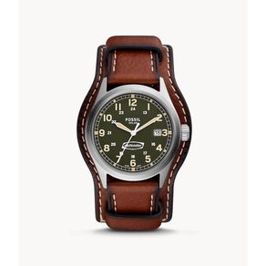 Fossil Defender Green Dial Solar-Powered Medium Brown Eco Leather Jam Pria- FS5974