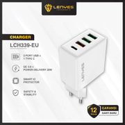 LENYES LCH339 Adaptor Charger 30W 4 IN 1 Type C PD 20W + QC 3.0 Fast Charging 3 USB Multiple Interface Power Adapter Batok Kepala Casan