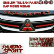 EMBLEM MITSUBISHI PAJERO SPORT MERAH TEMPEL DI KAP MESIN