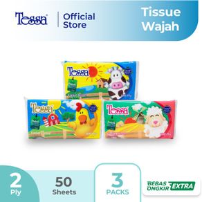 tessa travel pack facial tissue 50 sheets 2ply - 3 pack