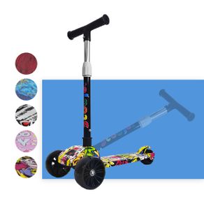 LD-M252 Mainan Skuter Anak Karakter Scooter Roda 3 Otoped Anak Bisa Dilipat Injak Mainan Outdoor Kickboard Scooter