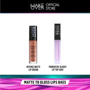 Make Over Matte to Gloss Lips Baes - Intense Matte Lip Cream + Powerstay Glossy Top Coat