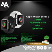 apple watch series 3 38mm gps alum w/ black / white sport band bnib - silver bnob