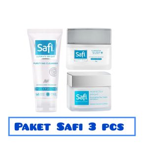 Paket SAFI ULTIMATE BRIGHT / White Expert (Day Cream 20gr + Night Cream 20gr + Purifying Cleanser 50gr) - 3 Pcs