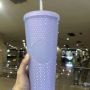 Starbucks Tumbler Ice Icy White Lilac Bling Studded Blink Cup Usa