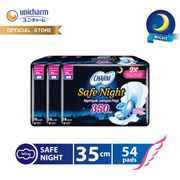 charm pembalut safe night 35cm wing 18 pads - 3 packs