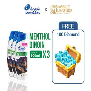 Head & Shoulders Cool Menthol Shampoo Mobile Legend Limited Edition [300 mL x 3 pcs] Free 100 Diamond
