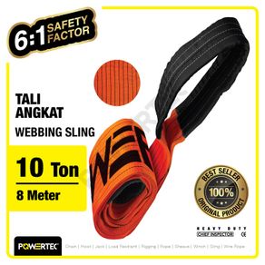 POWERTEC Webbing Sling Belt / Tali Angkat 10 Ton x 8 Meter Double Ply