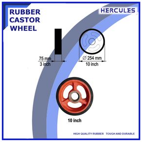 Hercules - Castor Wheel 10 Inch Heavy Duty, Roda Troli, Etalase, Gerobak, kastor