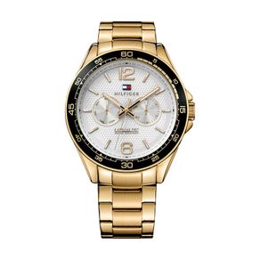 Jam Tangan Pria Tommy Hilfiger Sophisticated 1791365 Men Silver Dial Gold Tone Stainless Steel Strap